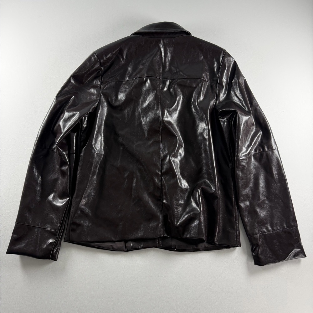 A New Day Women'’s Faux Leather Jacket Front Button Full Lining Brown M - Picture 5 of 11